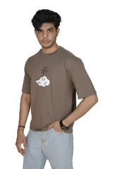 Kapda Kulture beige oversized t shirt puff print anime graphic front styling streetwear
