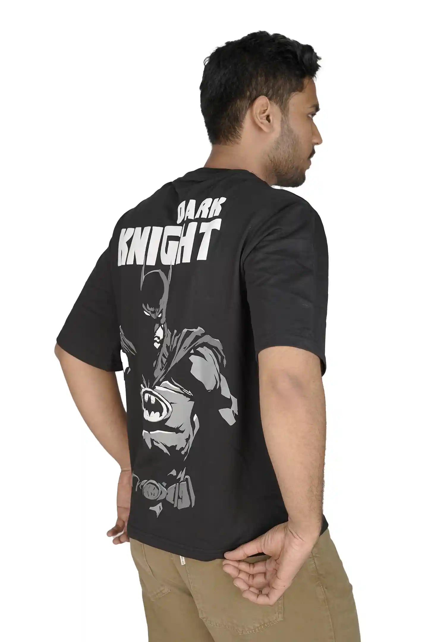 Kapda Kulture black oversized t shirt for men puff print streetwear side profile styling