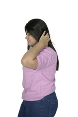 kapda kulture pink plain oversized t shirt for women side view