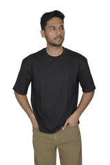 Kapda Kulture black plain oversized t shirt for men India front view