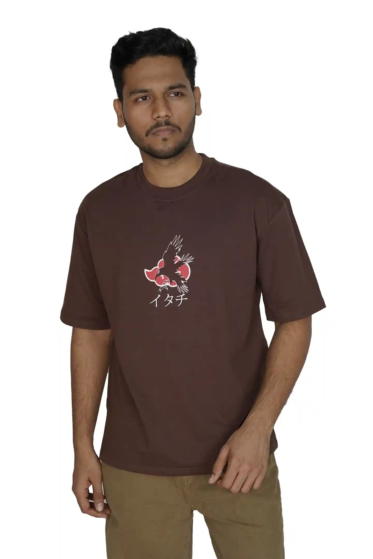 Kapda Kulture brown oversized t shirt puff print minimal front logo streetwear