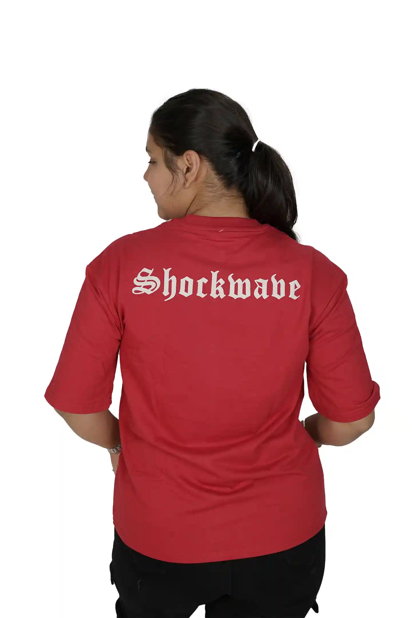 kapda kulture red fury puff print t shirt for women back print view