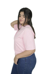 kapda kulture light pink plain oversized t shirt for women side angled view