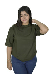 kapda kulture olive green plain oversized t shirt for women front view
