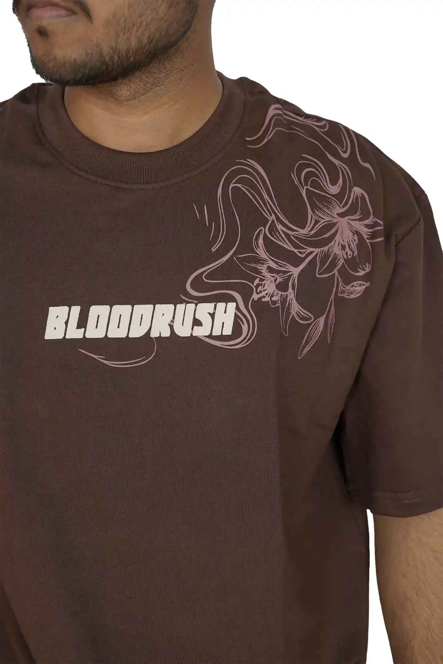 Kapda Kulture brown oversized t shirt puff print bloodrush graphic front logo design