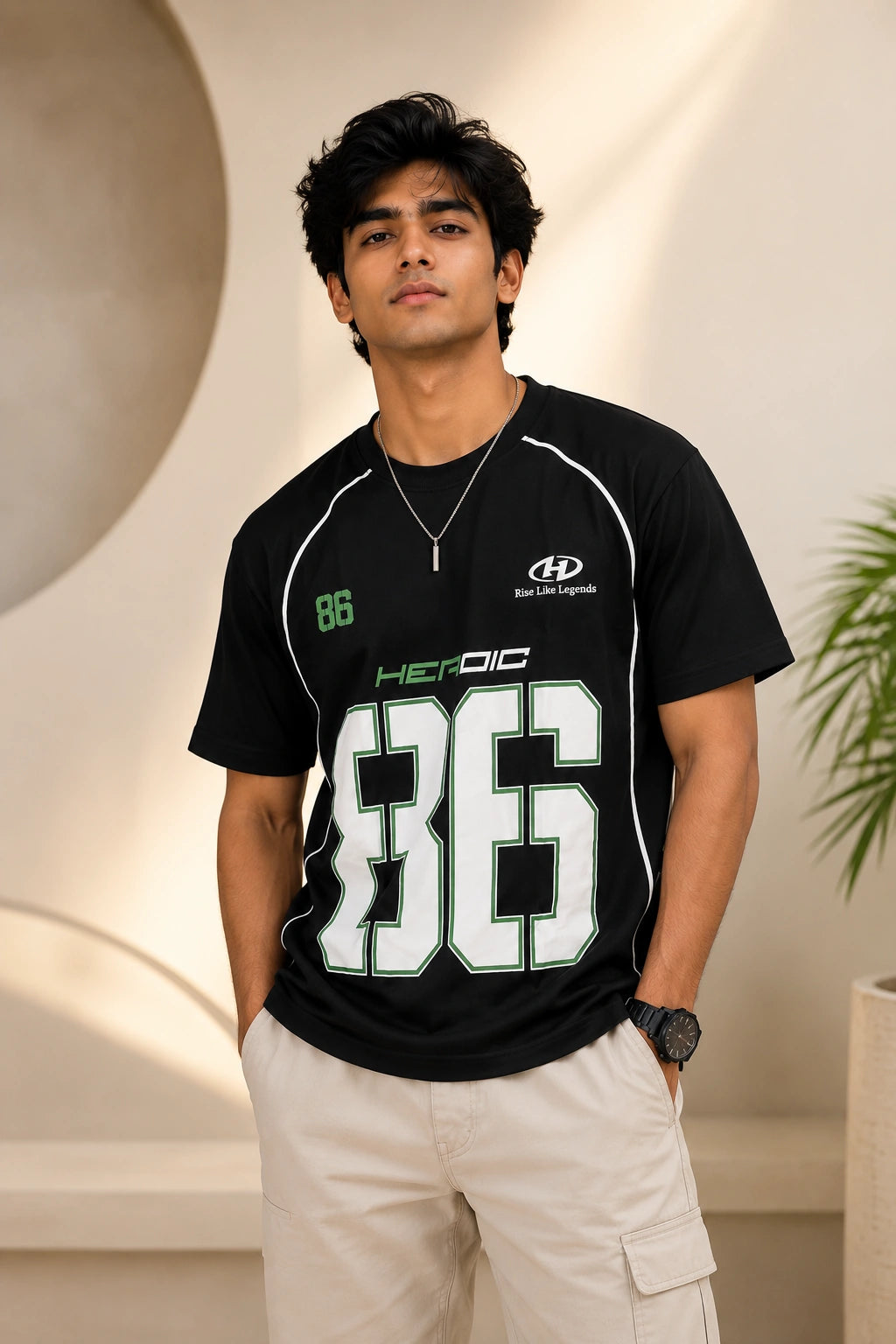 86 Black Oversized T-Shirt Men India | Kapda Kulture