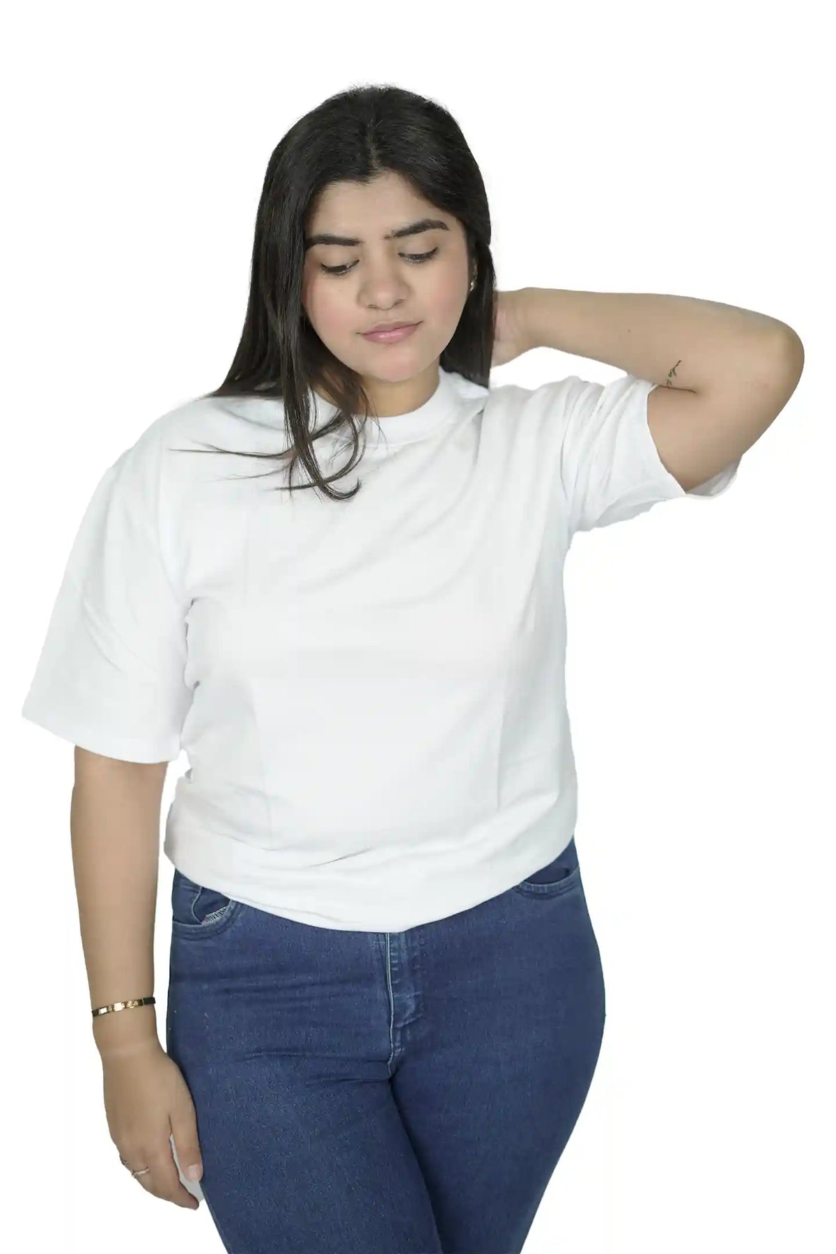 kapda kulture white plain oversized t shirt for women front view