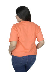 kapda kulture orange plain oversized t shirt for women back view