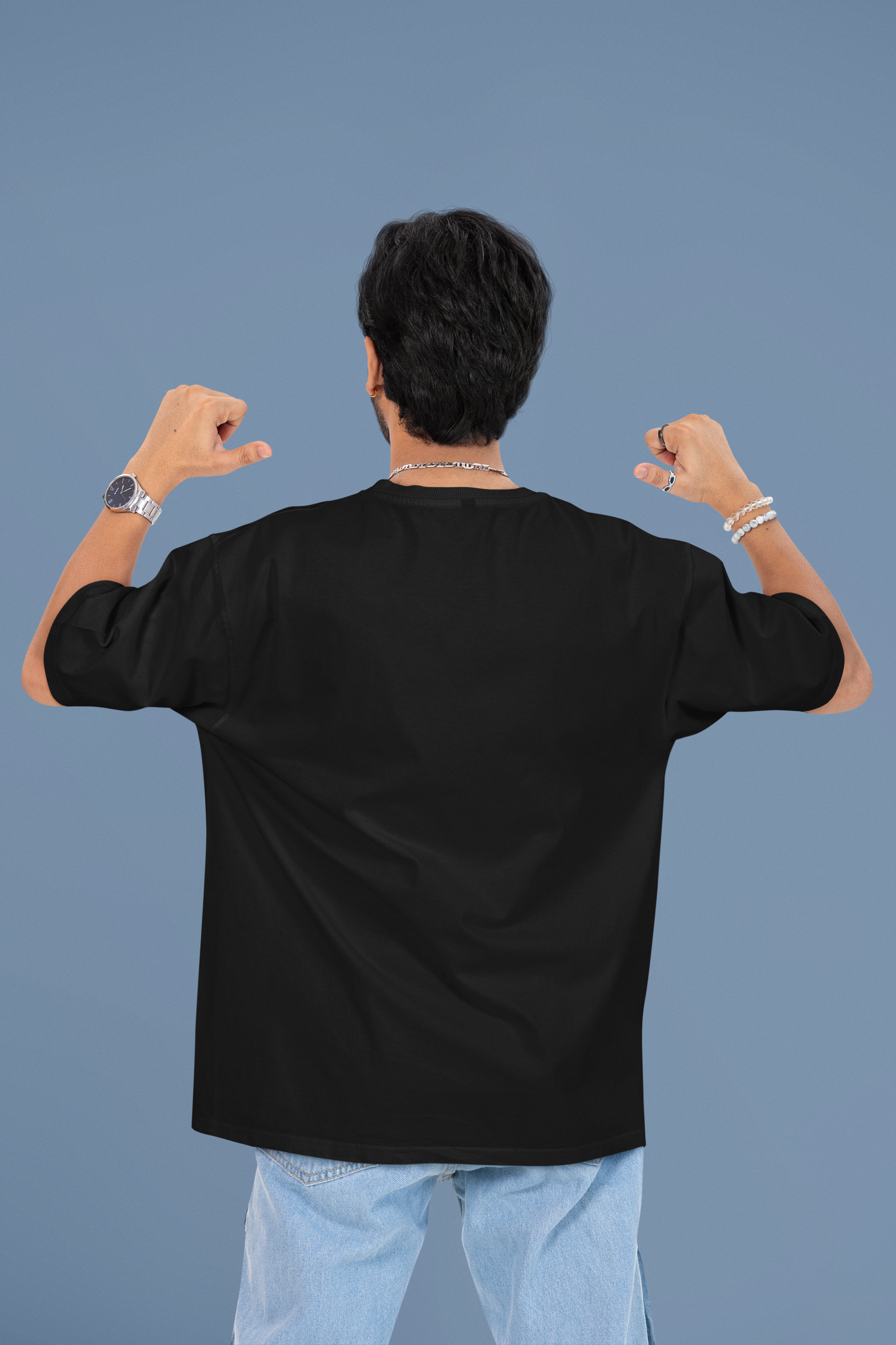 Back Side View -  Break The Rules Men Oversized T-Shirt - Kapda Kulture