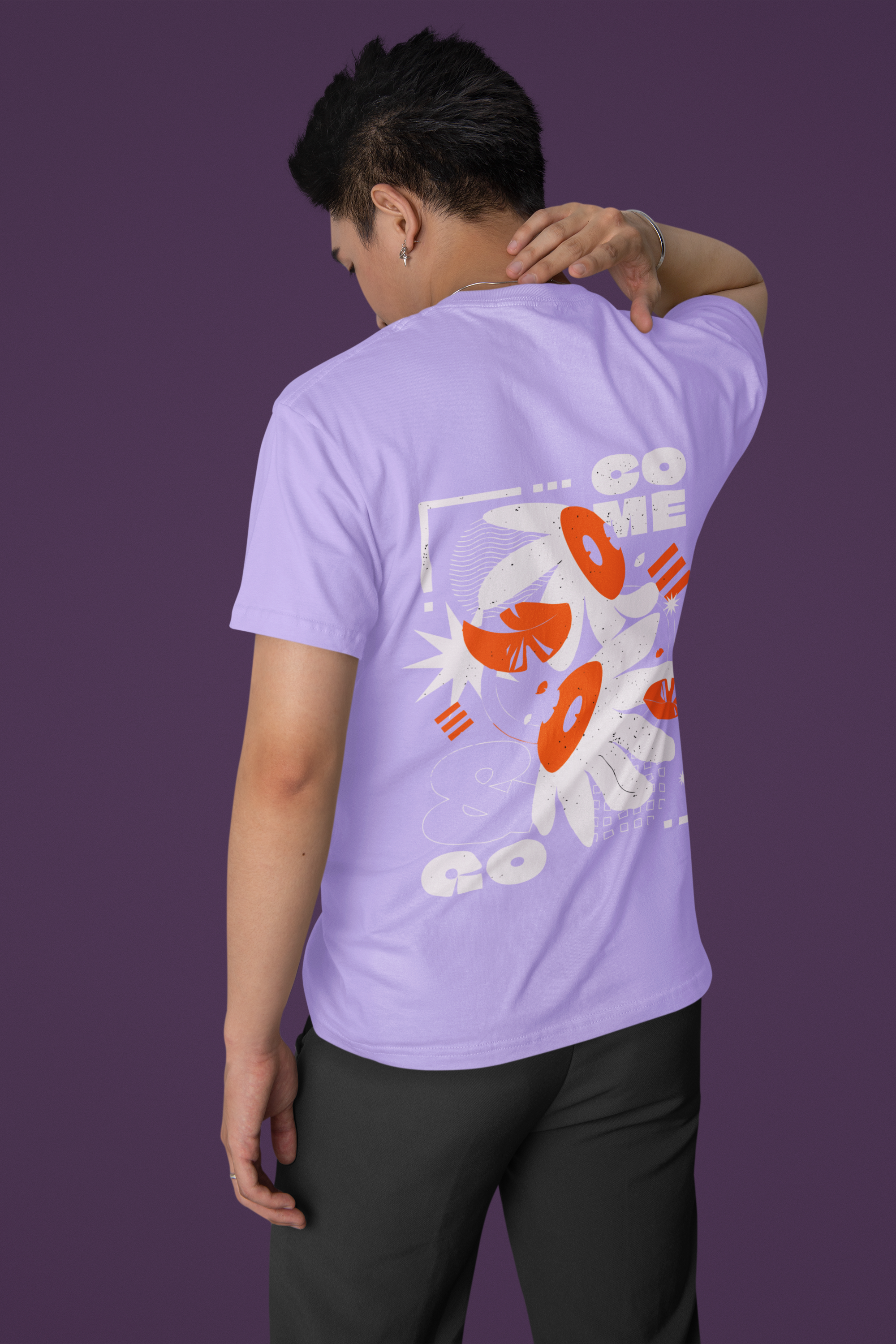 Back View Purple Bloom & Move Slim Fit T-Shirt - Kapda Kulture