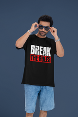 Black Break The Rules Men Oversized T-Shirt - Kapda Kulture
