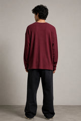 Wine Red Waffle Oversized Tee