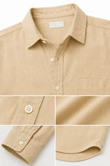 Desert Beige Linen Cotton Shirt for Men | Premium Casual Shirt | Kapda Kulture