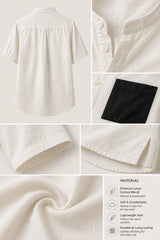 Ivory Linen Cotton Contrast Pocket Shirt for Men | Premium Casual Shirt | Kapda Kulture