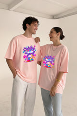Matching oversized Holi couple t shirts India Kapda Kulture aesthetic streetwear front view men and women