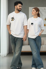 oversized couple outfits white t shirts for couples aesthetic casual look India Kapda Kulture