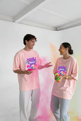 Holi oversized couple t shirt for men and women India Kapda Kulture matching streetwear outfit with colorful festival vibe