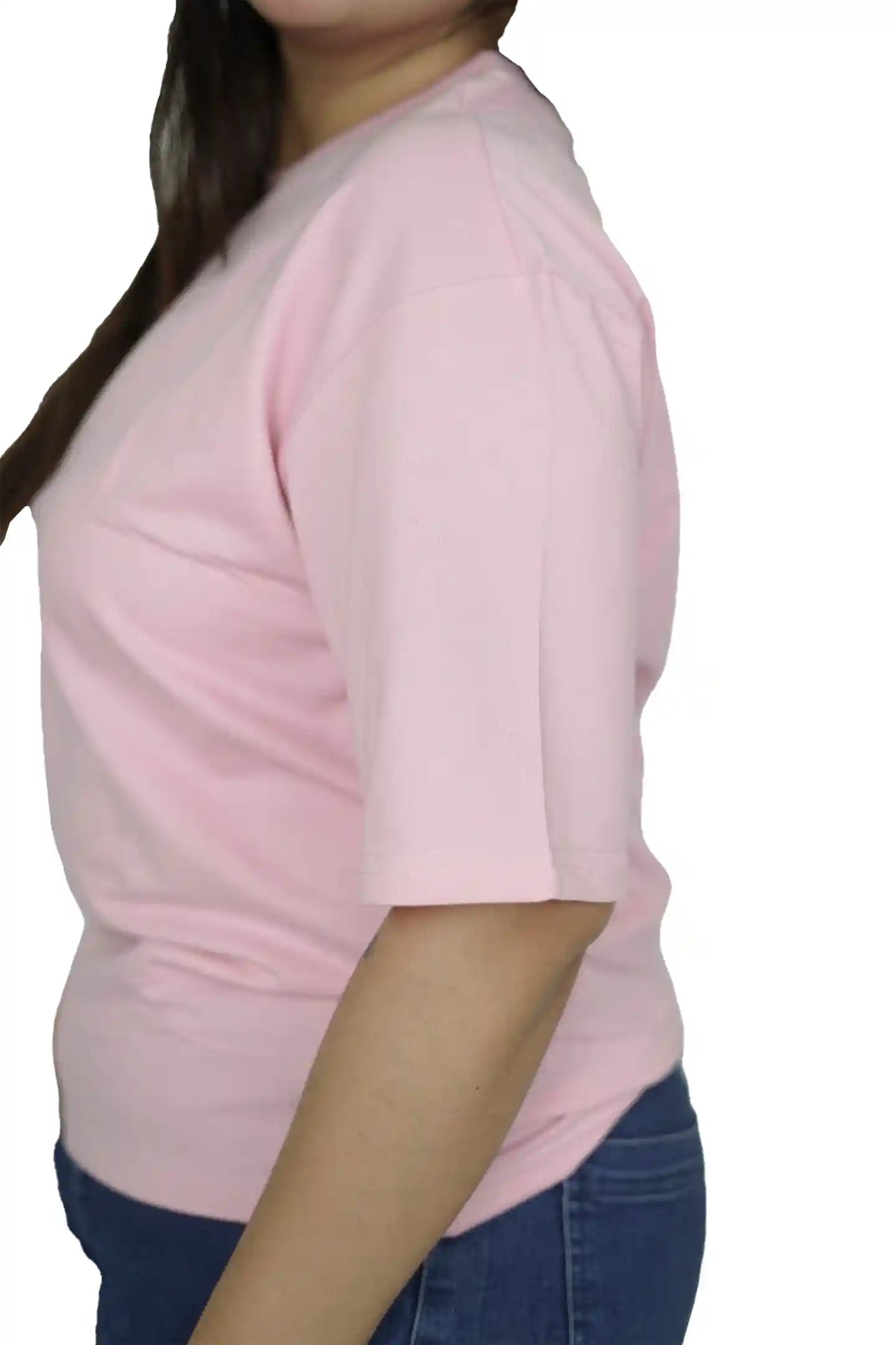 kapda kulture light pink plain oversized t shirt for women close view