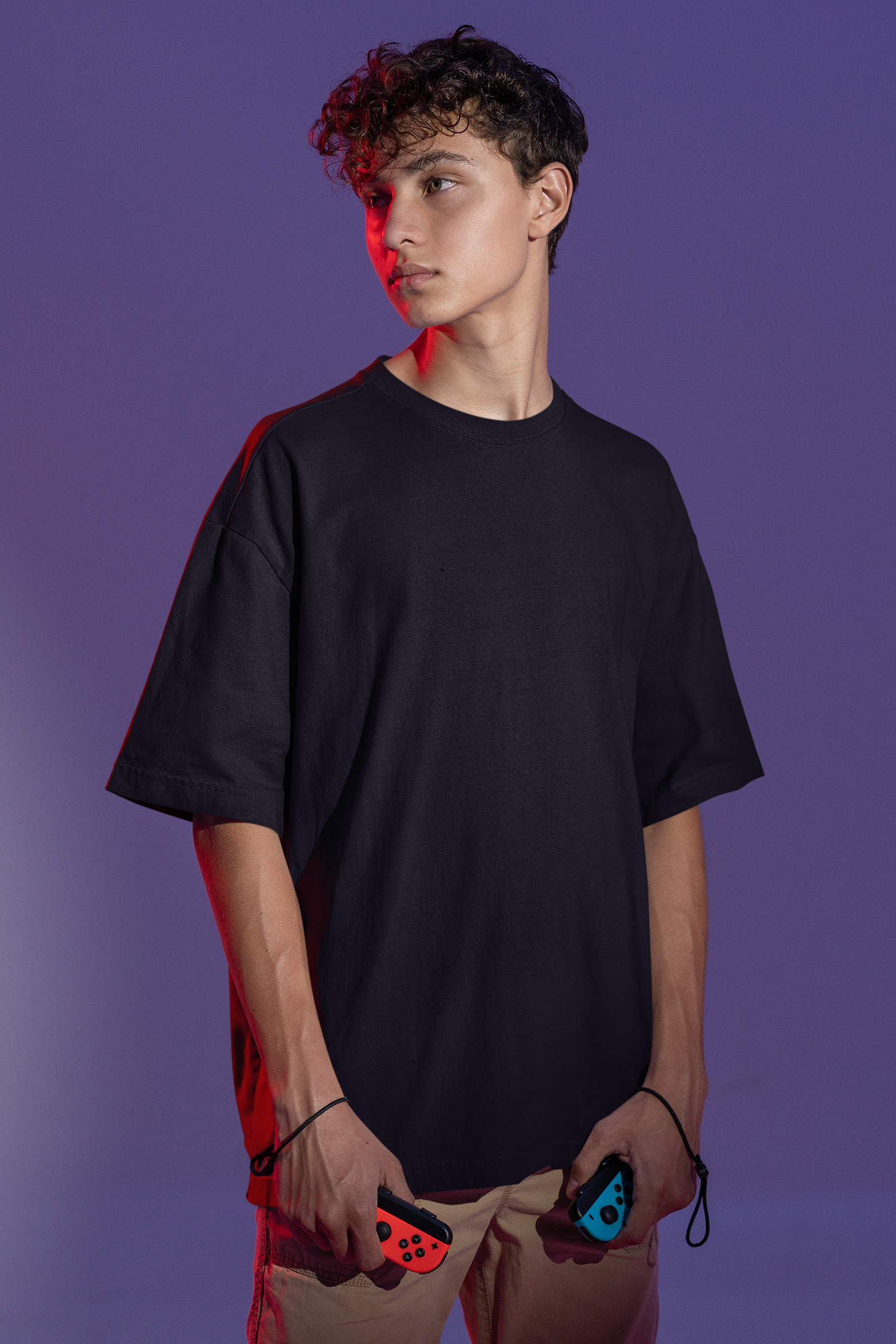 Front View - Divine Rebellion Men Black Oversized T-Shirt - Kapda Kulture.