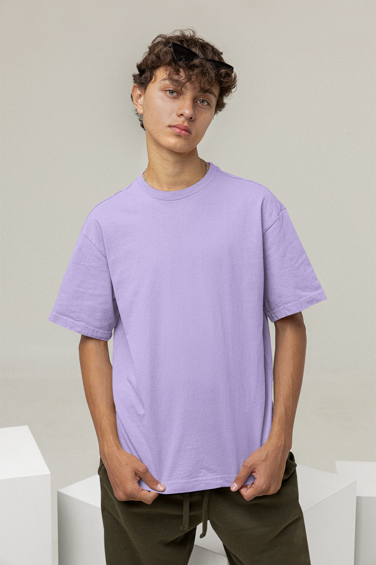 Front View - Divine Rebellion Men Purple Oversized T-Shirt - Kapda Kulture.