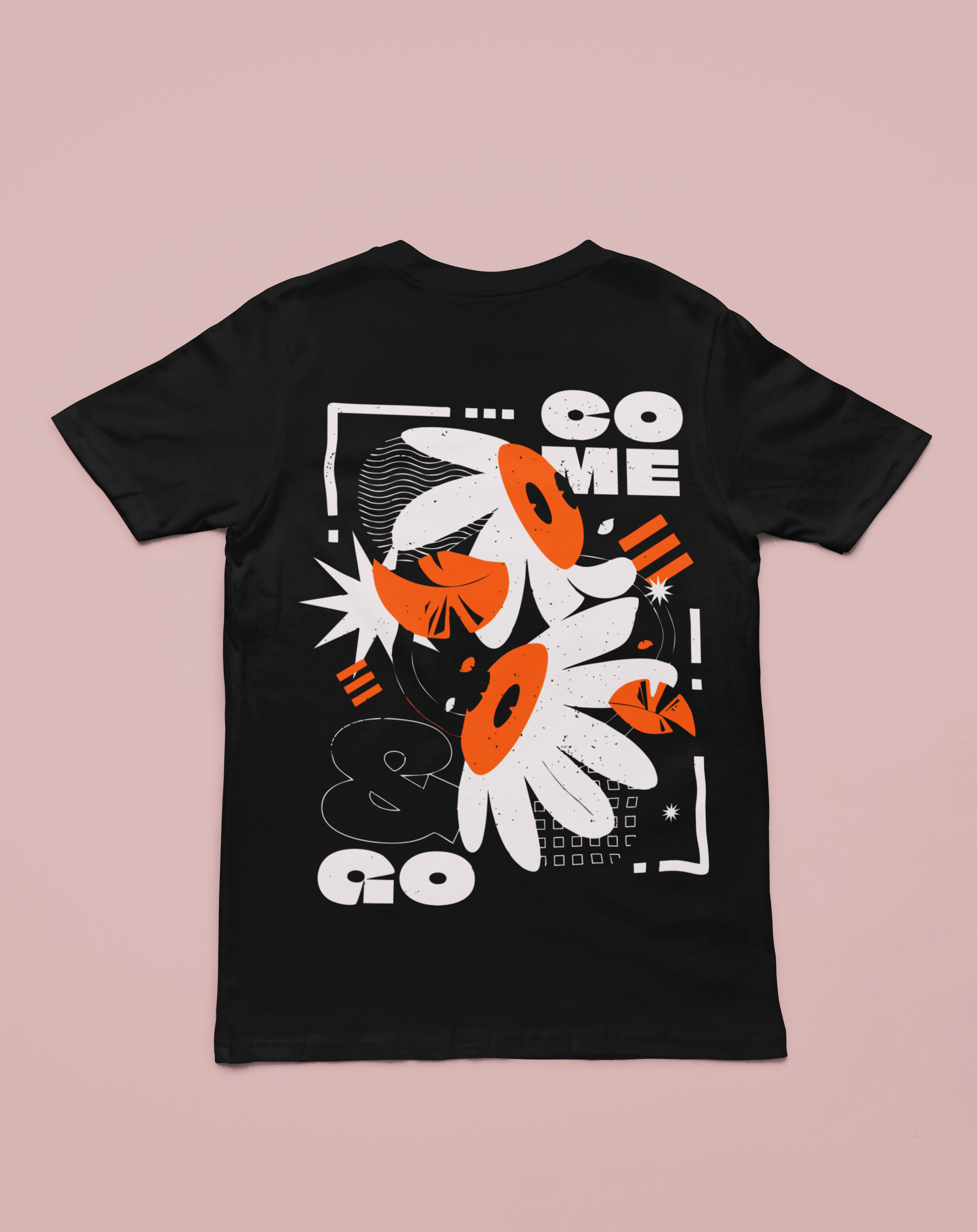 Front View Black Bloom & Move  Slim Fit T-Shirt - Kapda Kulture