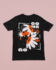 Front View Black Bloom & Move  Slim Fit T-Shirt - Kapda Kulture