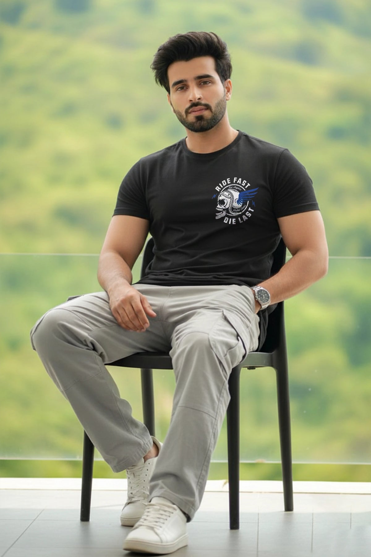 Ride Fast Men Black T-Shirt