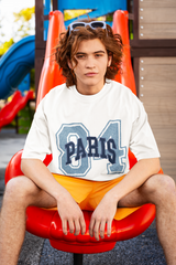 Hot Look - White Paris Men Oversized T-Shirt Kapda Kulture