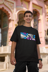 Hustle Men Black Oversized T-Shirt - Kapda Kulturet