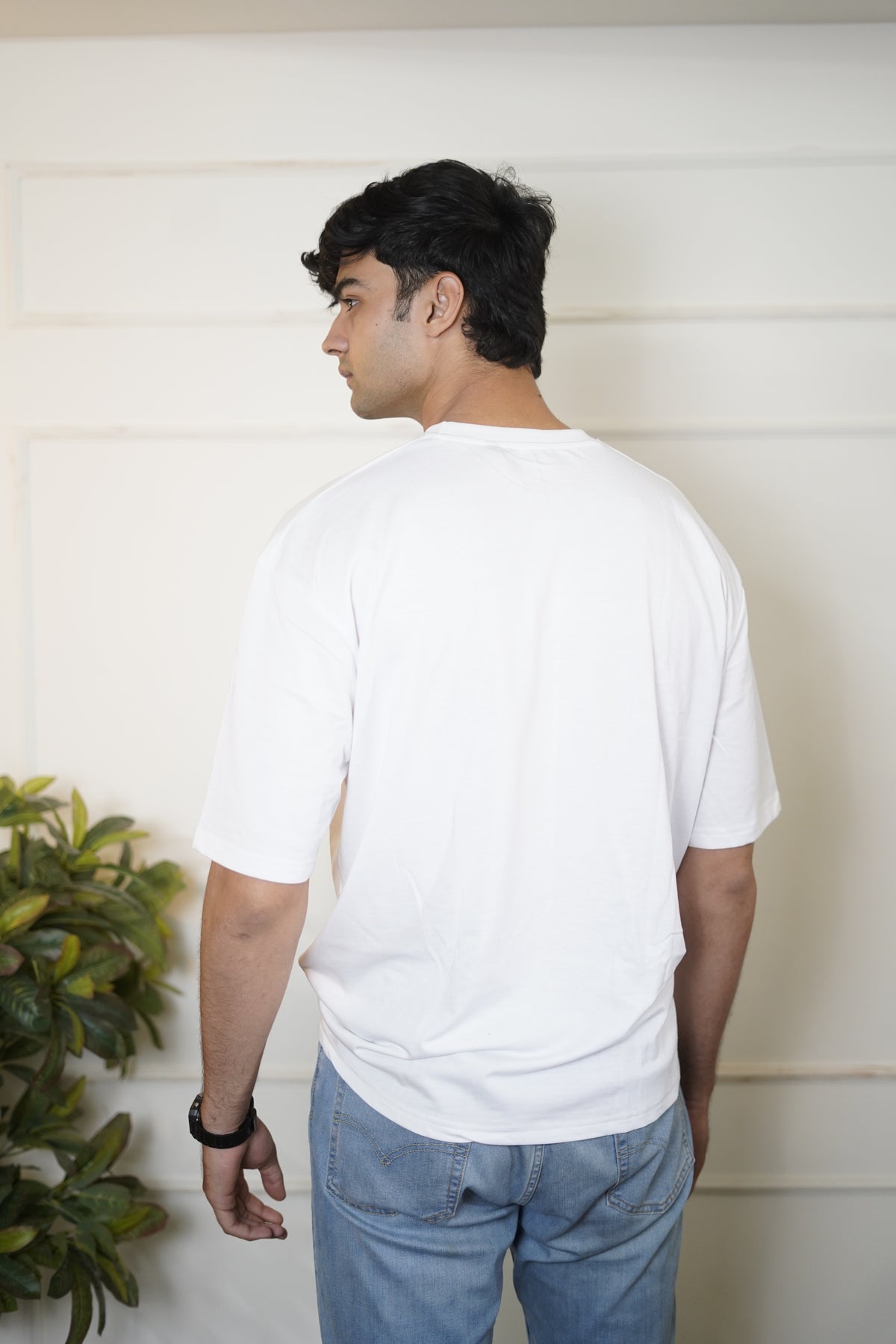 Kapda Kulture white oversized t shirt for men Legends Wear back side view