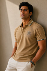 Camel Brown Cotton Polo T-Shirt