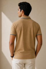 Camel Brown Cotton Polo T-Shirt