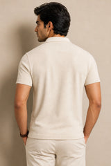 Ecru Cotton Polo T-Shirt