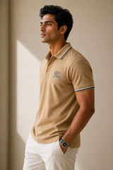 Camel Brown Cotton Polo T-Shirt