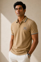 Camel Brown Cotton Polo T-Shirt