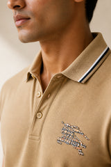 Camel Brown Cotton Polo T-Shirt