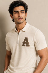 Ecru Cotton Polo T-Shirt