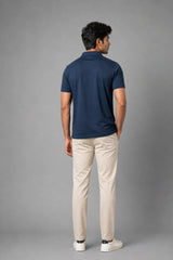 kapda kulture deep navy cotton polo t shirt for men back view
