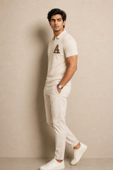 Ecru Cotton Polo T-Shirt