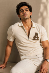 Ecru Cotton Polo T-Shirt