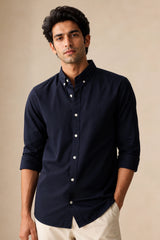 Navy Ease Linen Cotton Shirt for Men | Premium Casual Shirt | Kapda Kulture