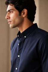 Navy Ease Linen Cotton Shirt for Men | Premium Casual Shirt | Kapda Kulture