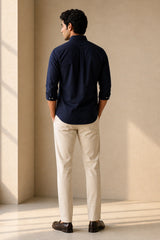 Navy Ease Linen Cotton Shirt for Men | Premium Casual Shirt | Kapda Kulture