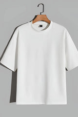 White Regular Fit Plan T-Shirt