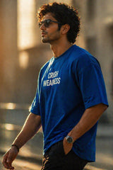 Crush Weakness Blue Graphic Oversized T-Shirt for Men | Kapda Kulture