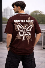 Kapda Kulture maroon oversized graphic t shirt for men India butterfly print back design streetwear oversized fit