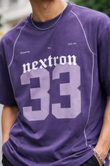 Kapda Kulture purple oversized t shirt nextron 33 graphic front design close up streetwear