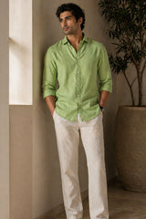 Sage Green Linen Cotton Shirt for Men | Premium Casual Shirt | Kapda Kulture