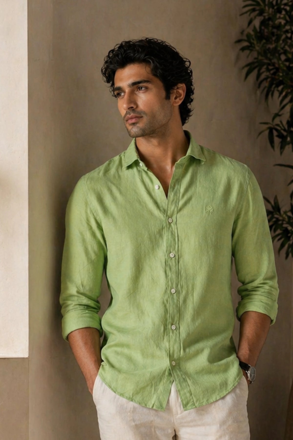 Sage Green Linen Cotton Shirt for Men | Premium Casual Shirt | Kapda Kulture