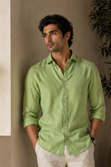 Sage Green Linen Cotton Shirt for Men | Premium Casual Shirt | Kapda Kulture